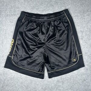 Vintage AND1 Basketball Shorts Men Size XL Black Yellow Silky Dazzle Kobe Bryant
